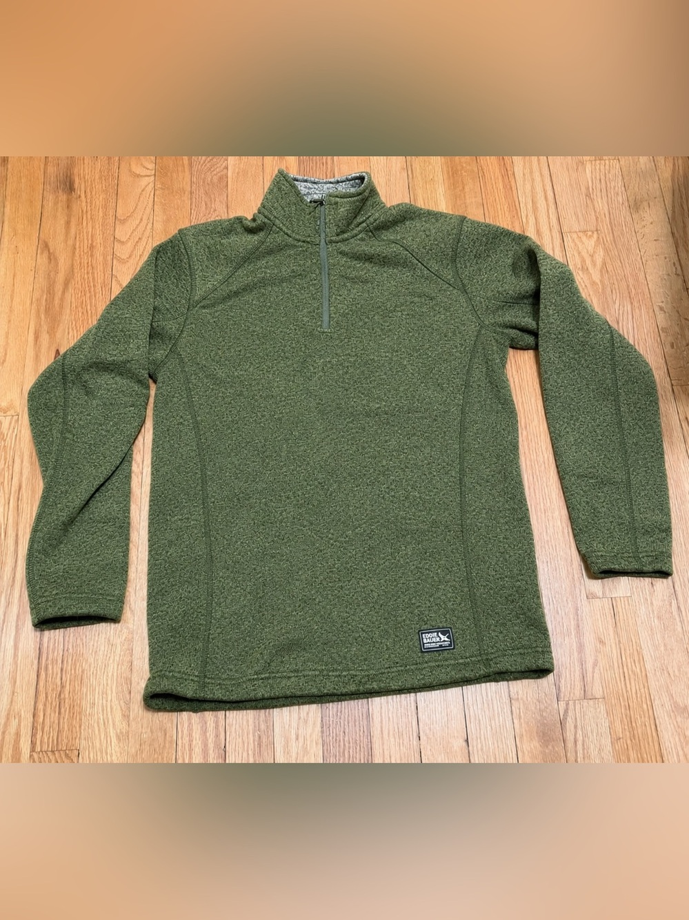 Eddie Bauer Men’s Small Quest Fleece 1/4 Zip Pullover Basil Green Sweater